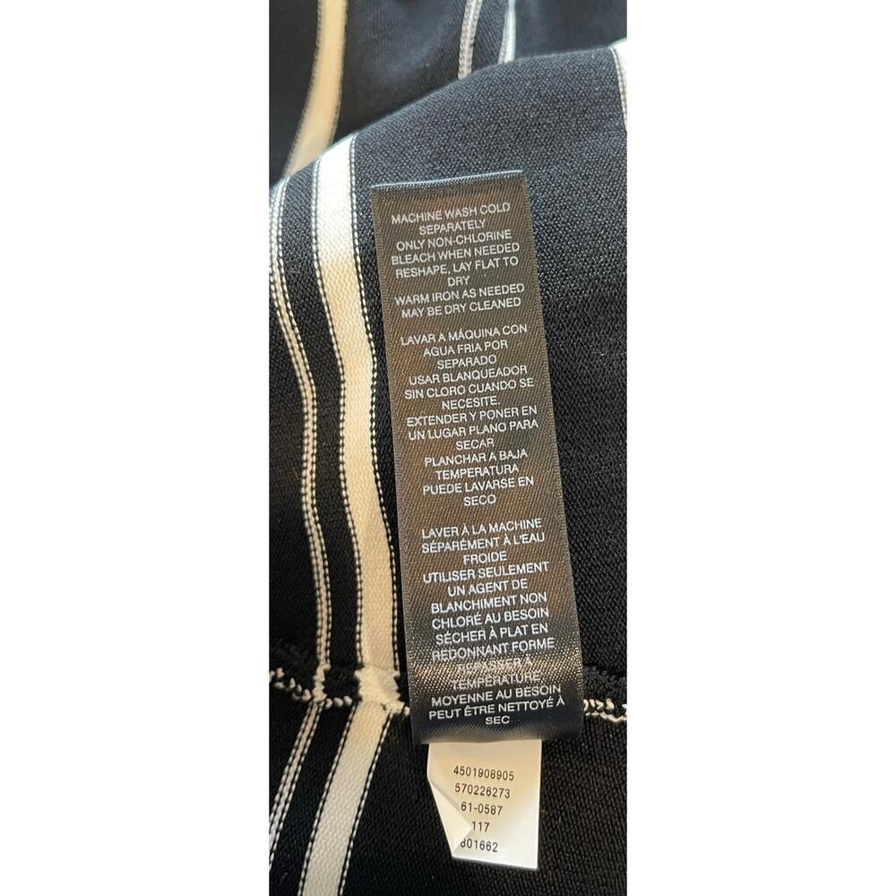 WHBM Top Size 1X Black White Striped Square Neck Cap Sleeve Stretch Knit Blouse - Picture 6 of 7